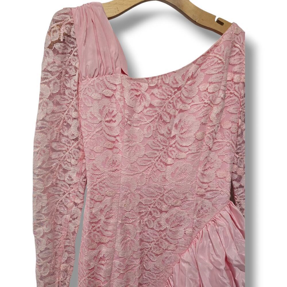 Roberta California Vintage Pink Lace Ruffle Bodycon Dress – Size 5/6 - Picture 8 of 14